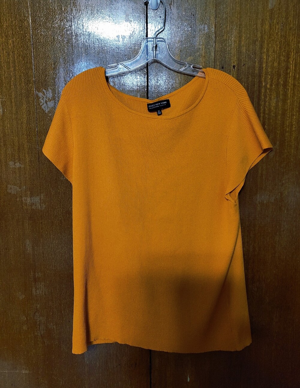 Jones New York Orange Short-Sleeve Ribbed Top